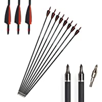AMEYXGS 6-12 Piezas Tiro con Arco Flechas de Carbono Flechas de Caza 31 Pulgadas Spine 400 para Arco Compuesto y Arco…